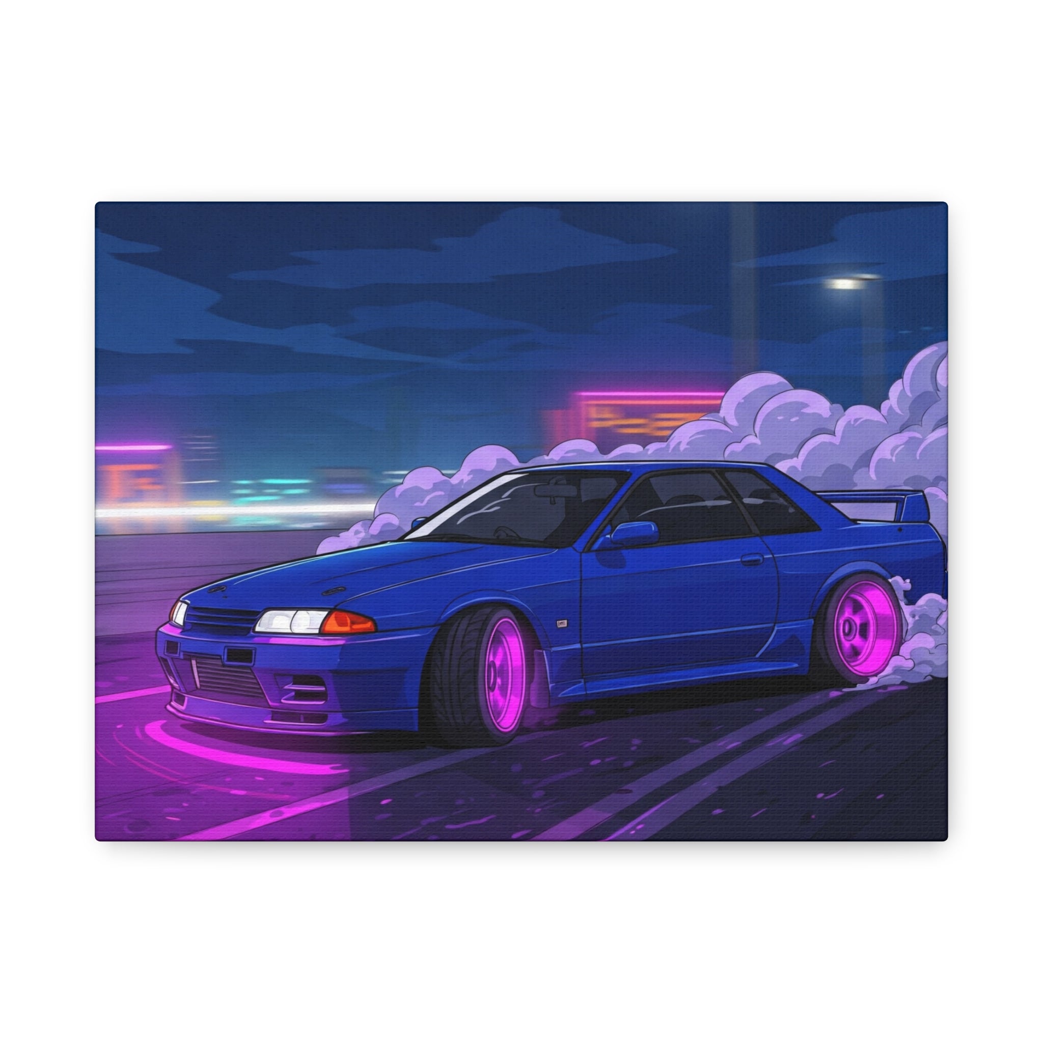 Neon Skyline Art Canvas Print