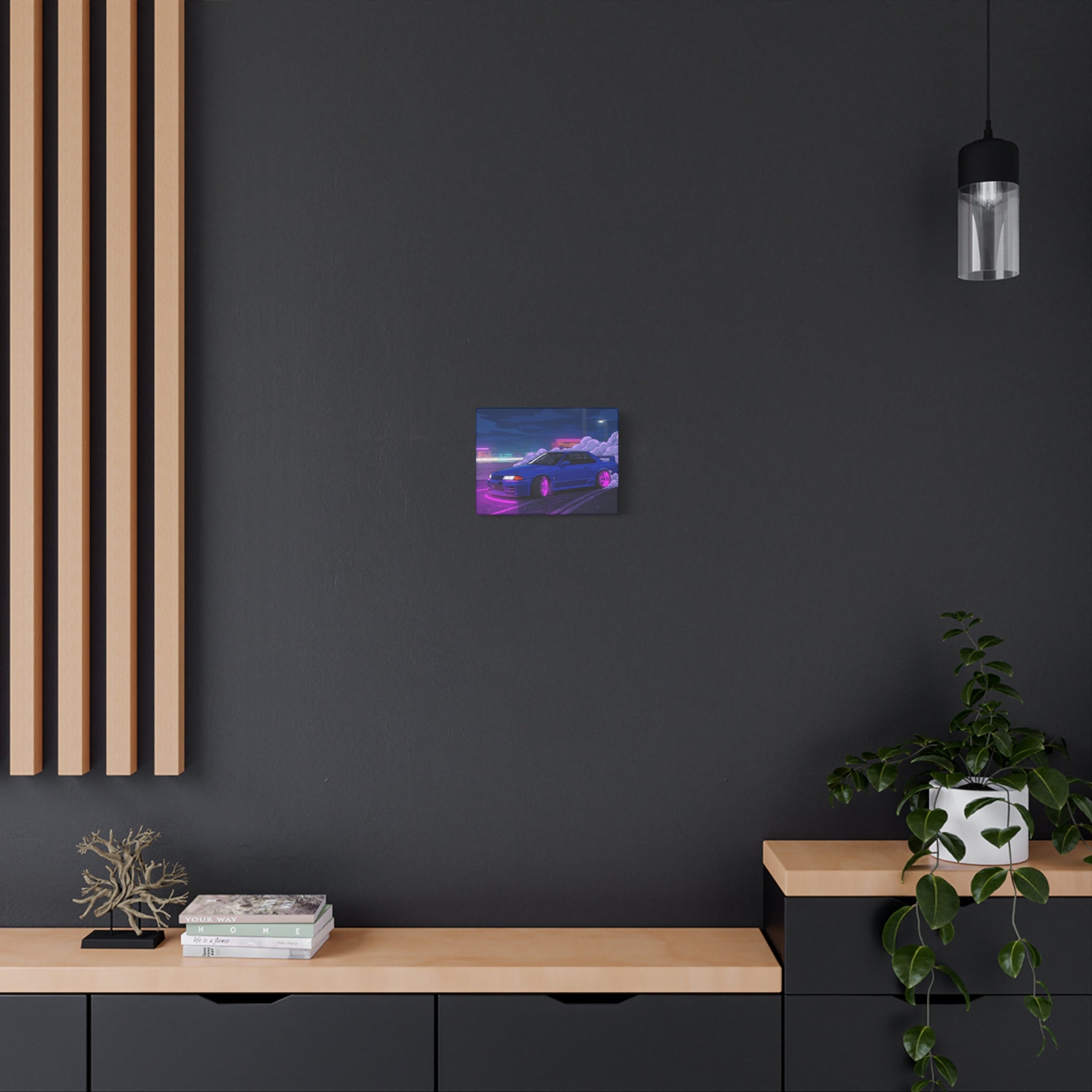 Neon Skyline Art Canvas Print
