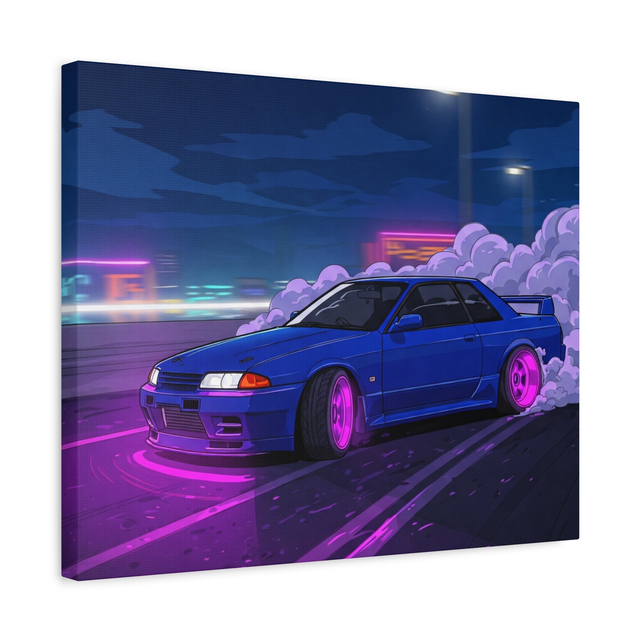 Neon Skyline Art Canvas Print