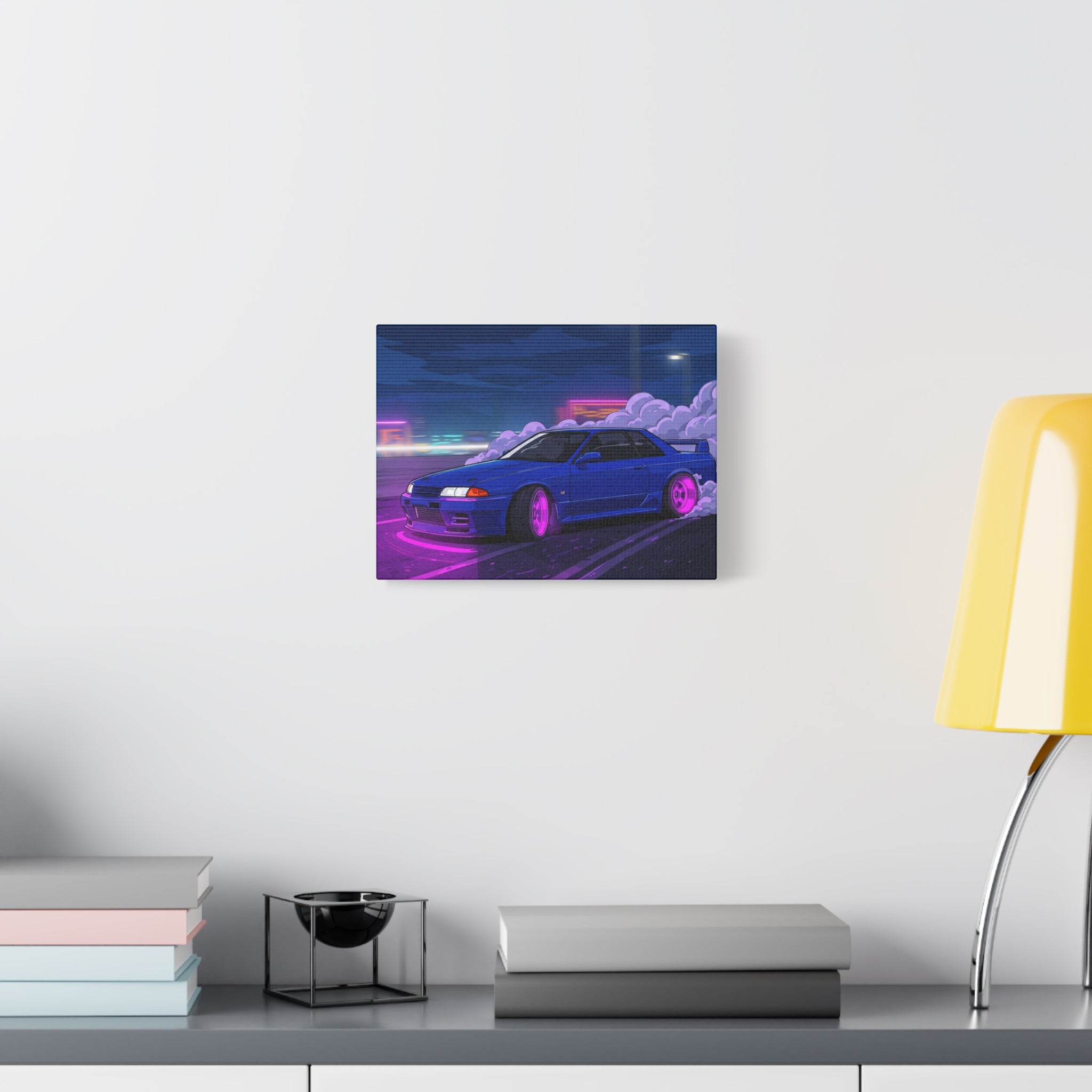 Neon Skyline Art Canvas Print